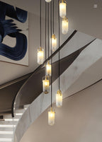 Modern Brass Cylinder Chandelier