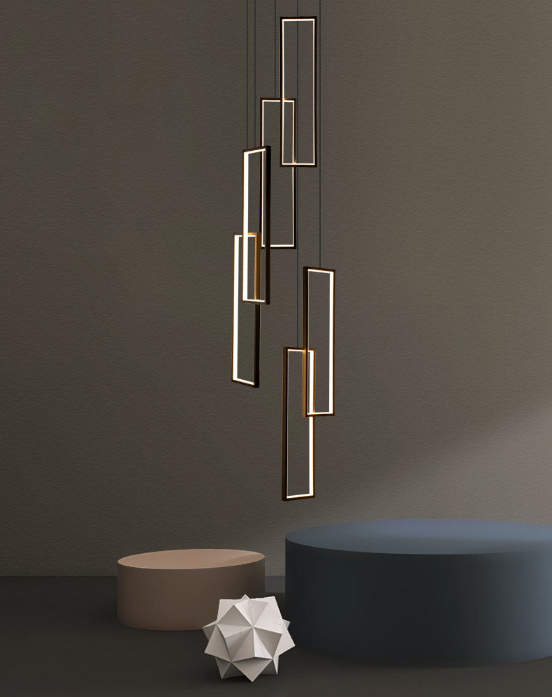 Modern Minimalist Rectangular Led Staircase Chandelier