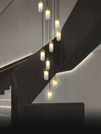 Modern Brass Cylinder Chandelier