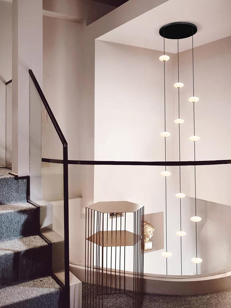 White Bloom Void Chandelier For Double Height