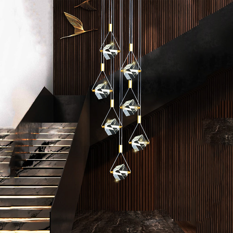 Myth Angel Square Crystal Long Raindrop Foyer Chandelier