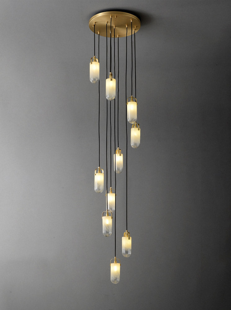 Modern Brass Cylinder Chandelier