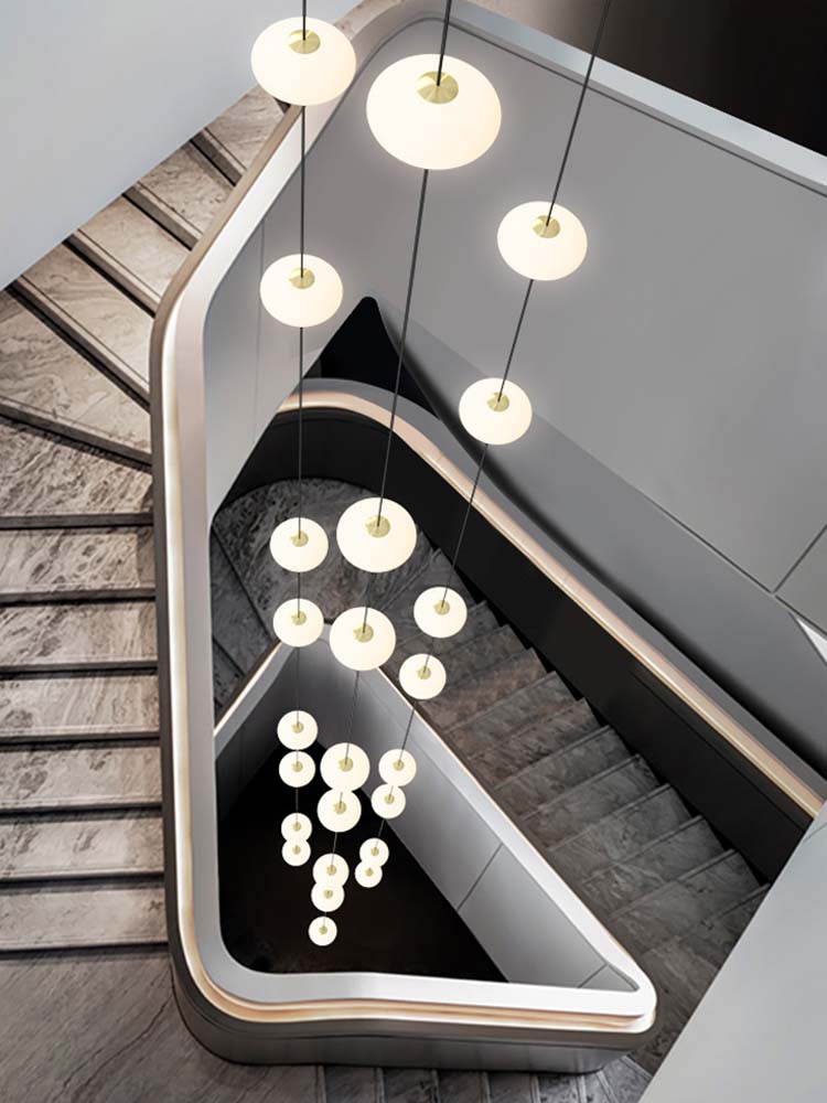 White Bloom Void Chandelier For Double Height