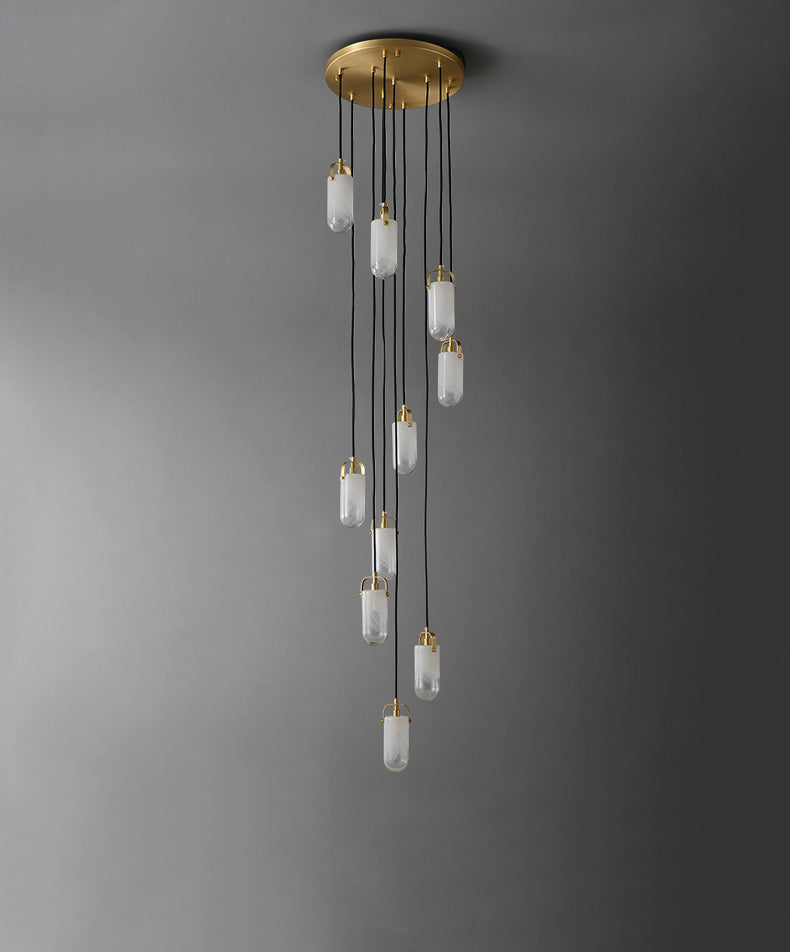 Modern Brass Cylinder Chandelier