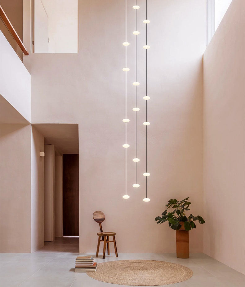 White Bloom Void Chandelier For Double Height