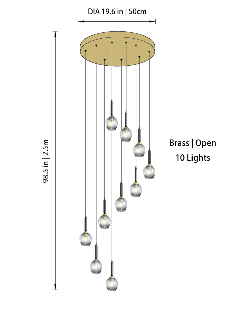 Modern Glass Bubble Chandelier Light For Spiral Staircase And Split-Level Home