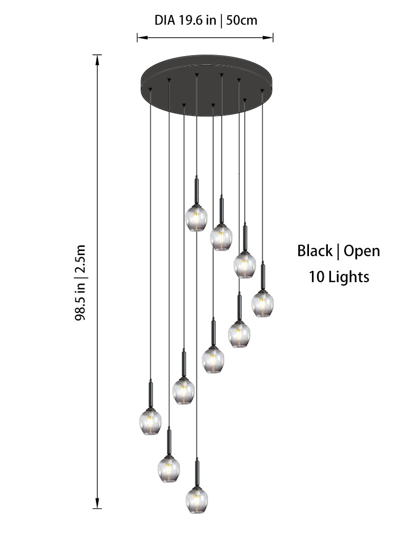 Modern Glass Bubble Chandelier Light For Spiral Staircase And Split-Level Home
