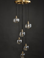Tall Entryway Spiral Cubes Crystal Pendant Light