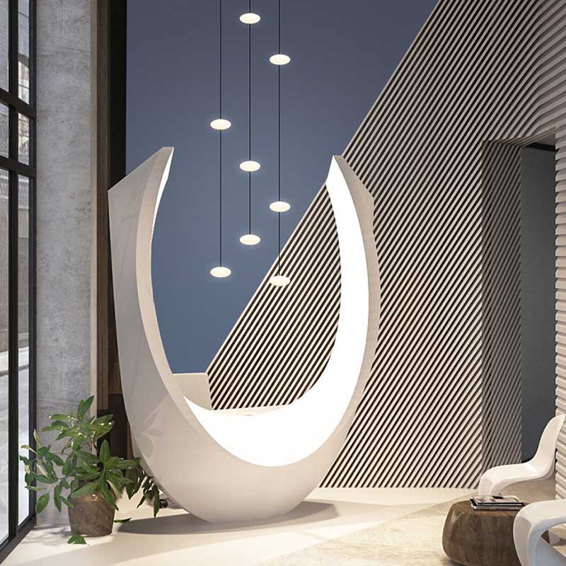 White Bloom Void Chandelier For Double Height