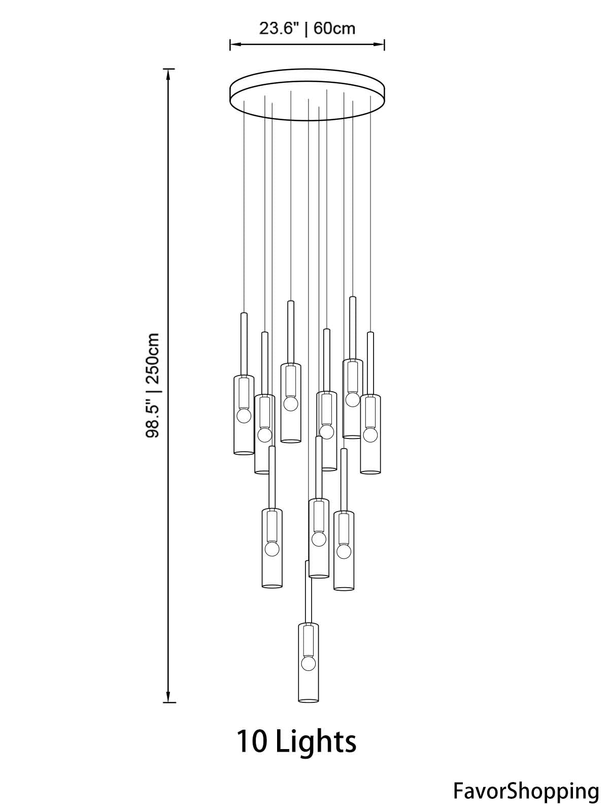 Flexible Black Glass Tube Chandelier For Dining Area