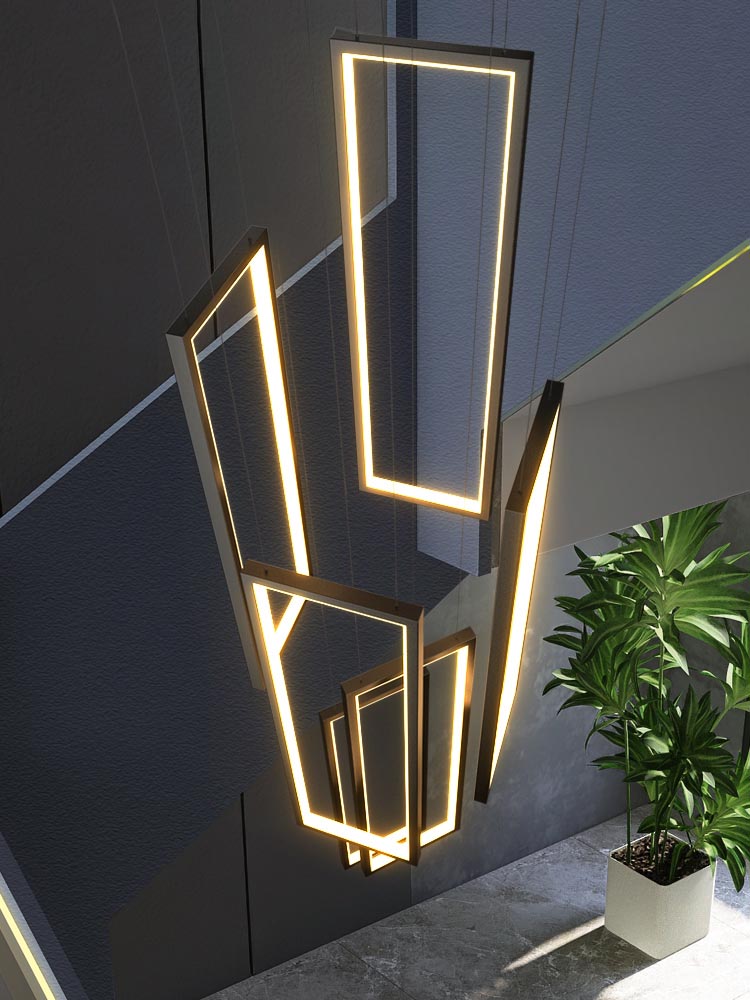 Modern Minimalist Rectangular Led Staircase Chandelier