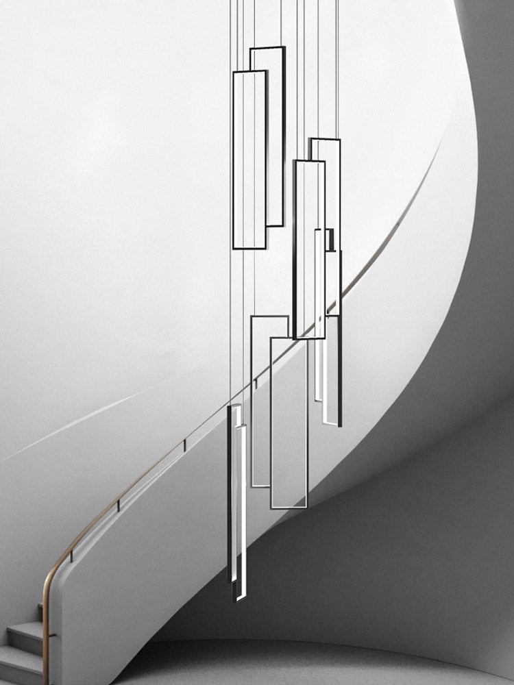Modern Minimalist Rectangular Led Staircase Chandelier