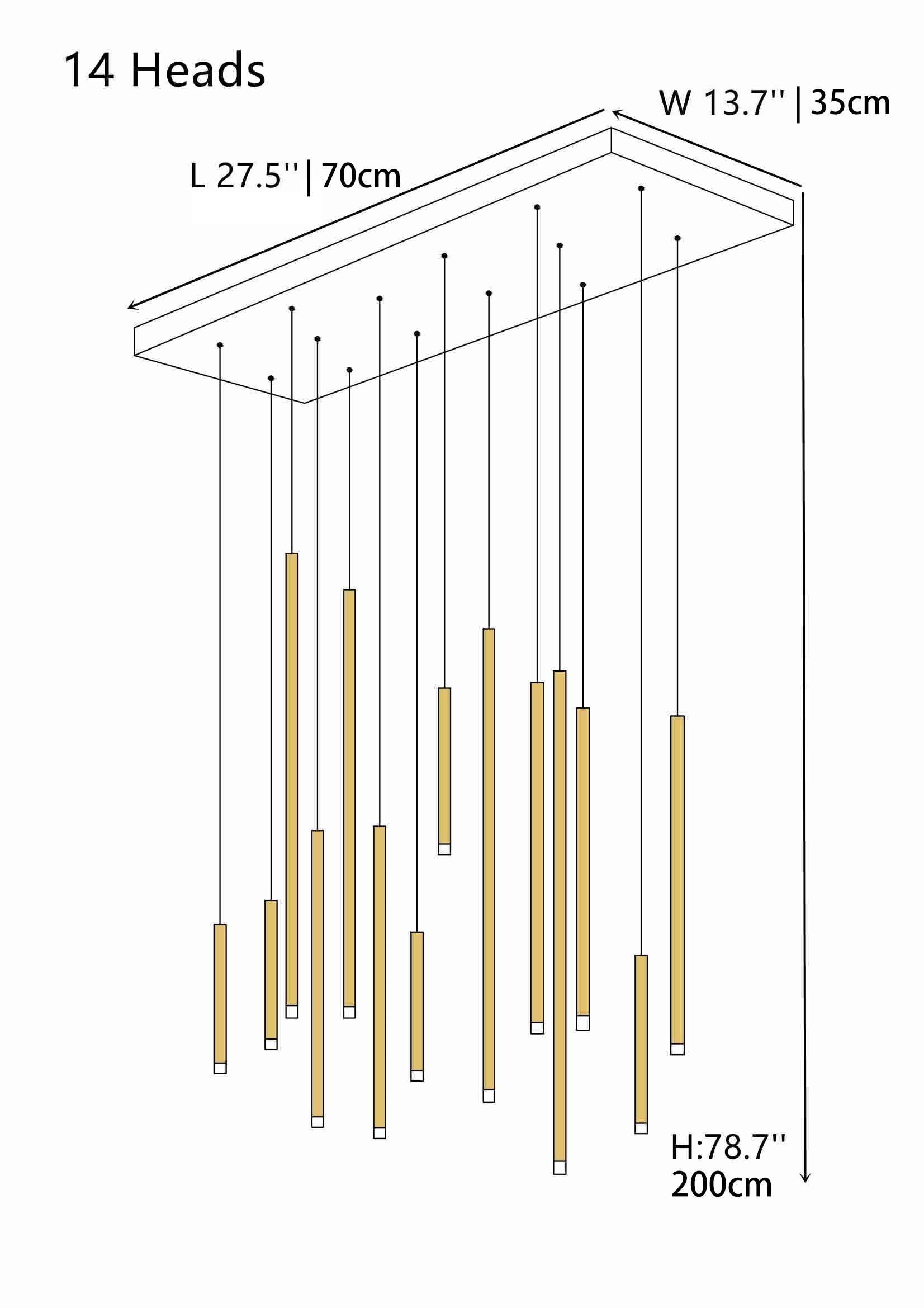 Cluster Tube Contemporary Chandelier for High Ceiling Stairwell Foyer and Lobby