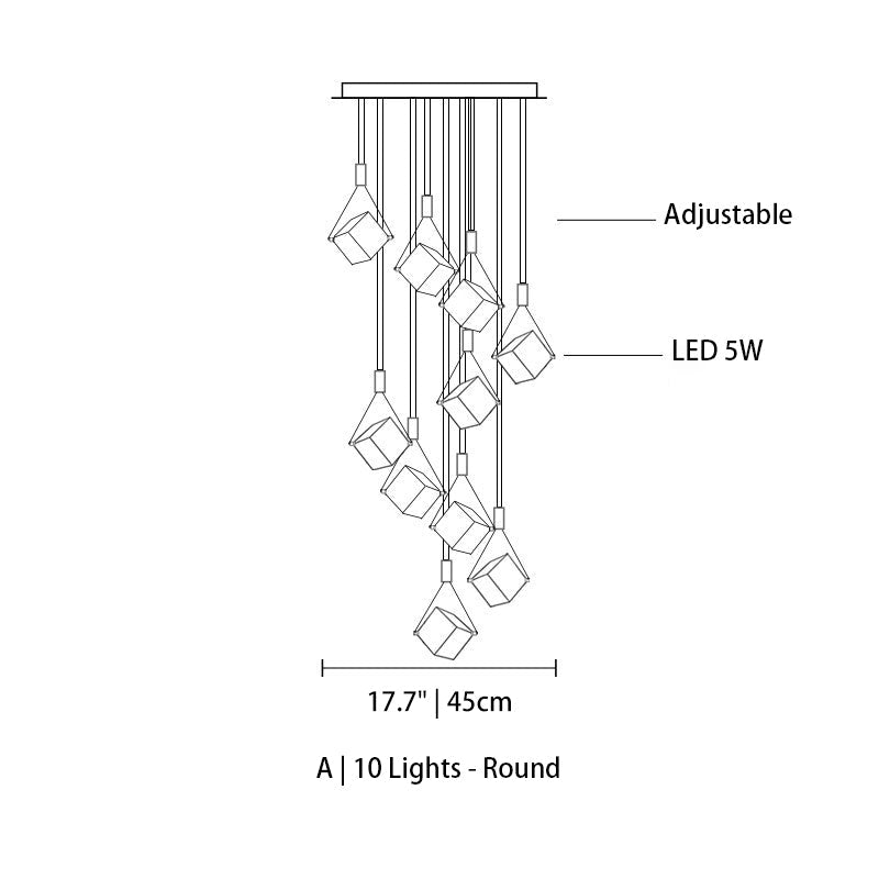 Myth Angel Square Crystal Long Raindrop Foyer Chandelier