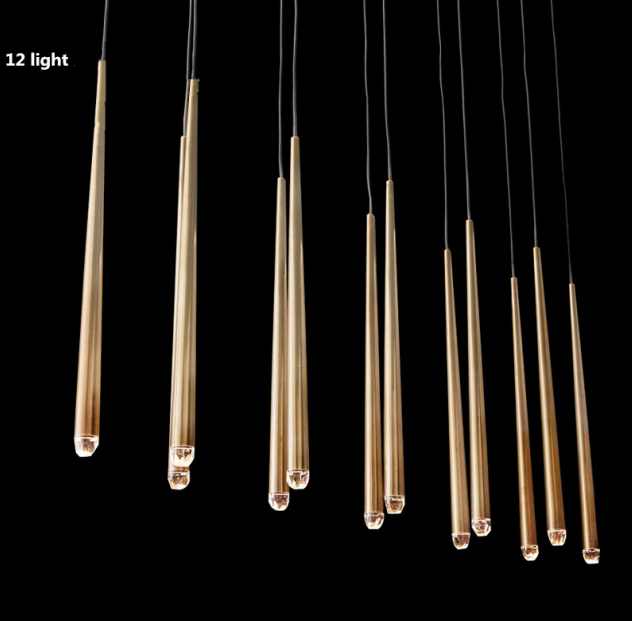 Brass Round Multi-Light Cascading Chandelier for Hallway and Large Entryway