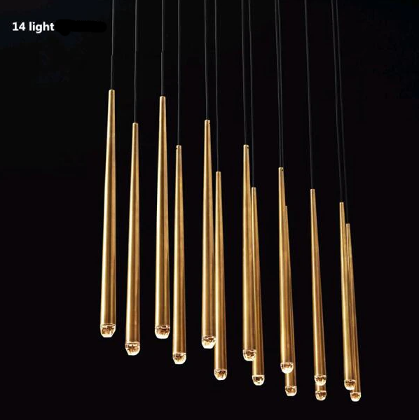 Brass Round Multi-Light Cascading Chandelier for Hallway and Large Entryway