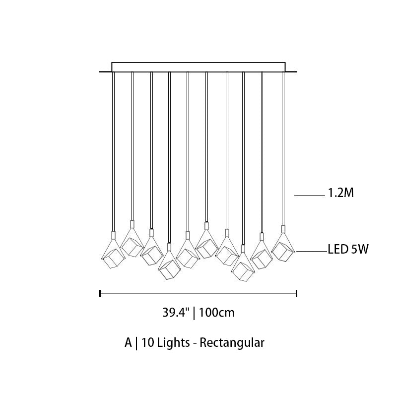 Myth Angel Square Crystal Long Raindrop Foyer Chandelier
