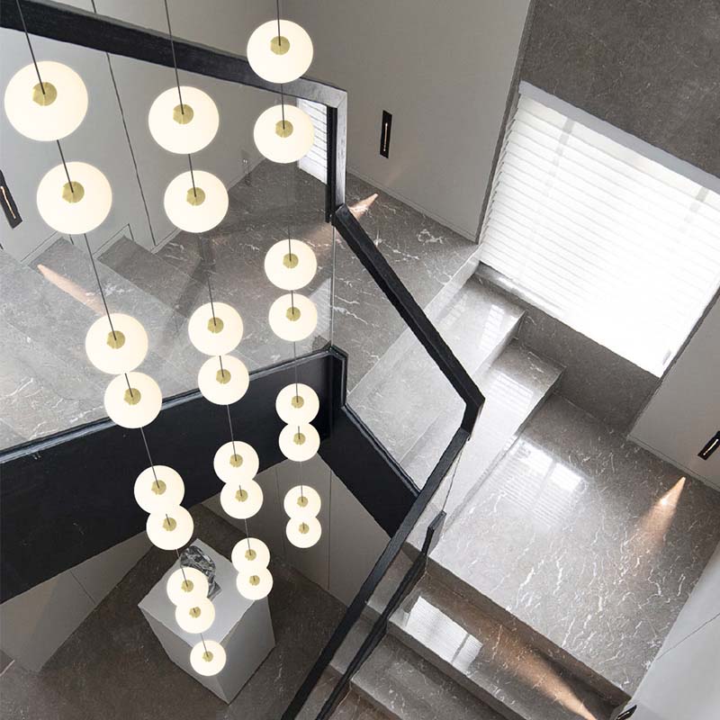 White Bloom Void Chandelier For Double Height