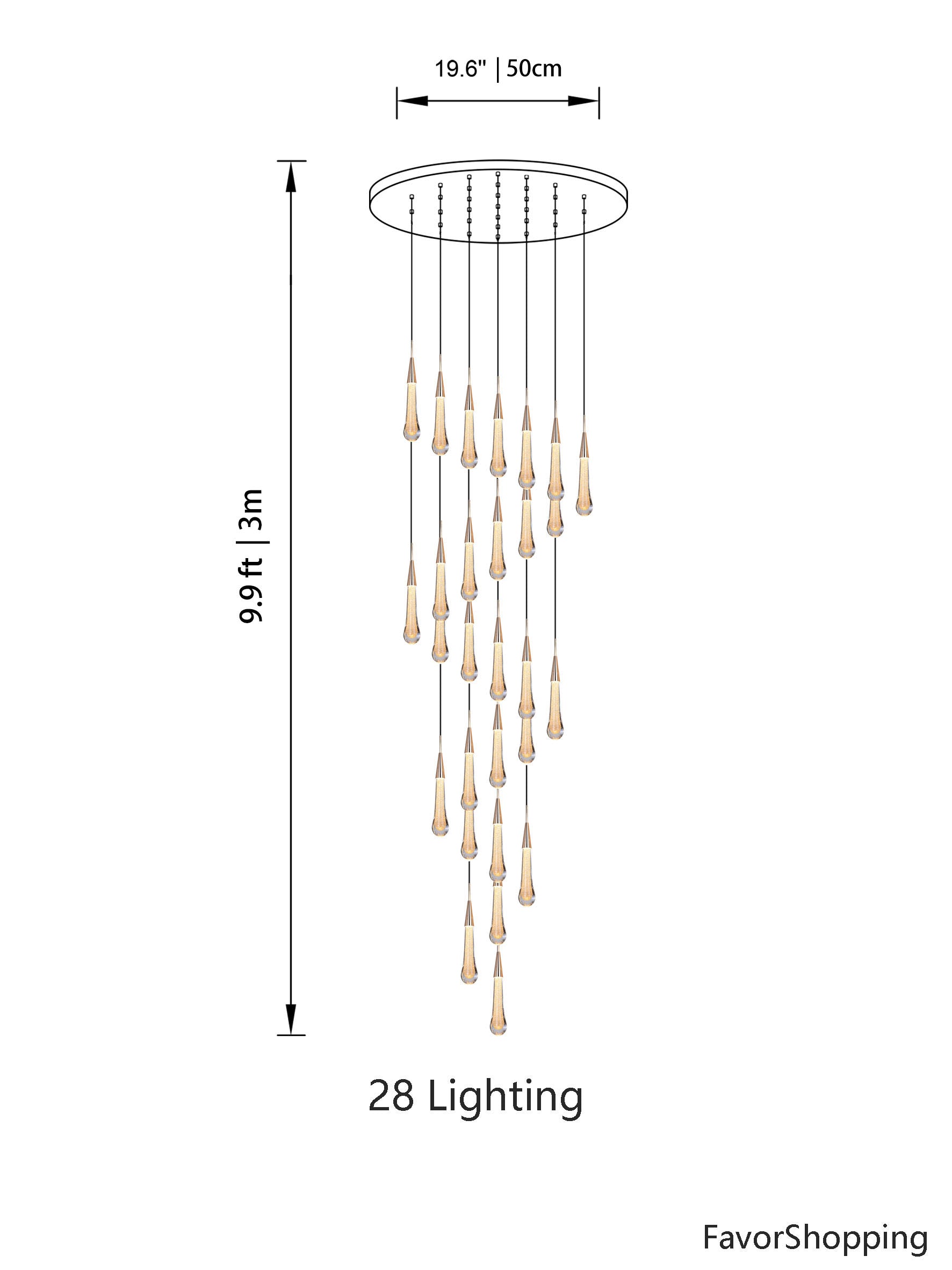 Spiral Raindrop Crystal Pendant Light For Foyer And Entryway