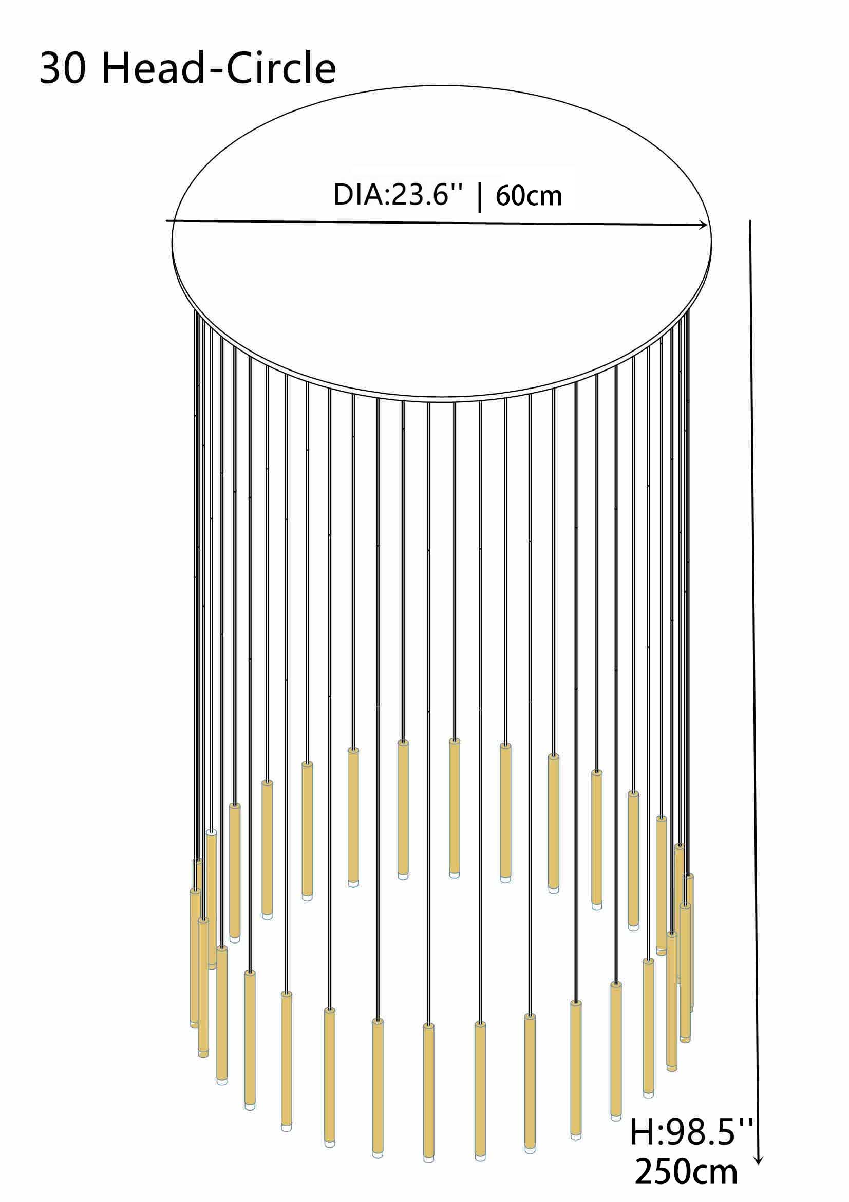 Cluster Tube Contemporary Chandelier for High Ceiling Stairwell Foyer and Lobby