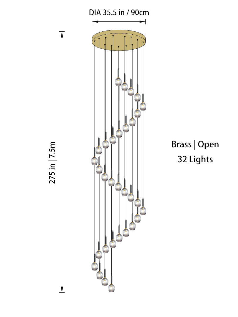 Modern Glass Bubble Chandelier Light For Spiral Staircase And Split-Level Home