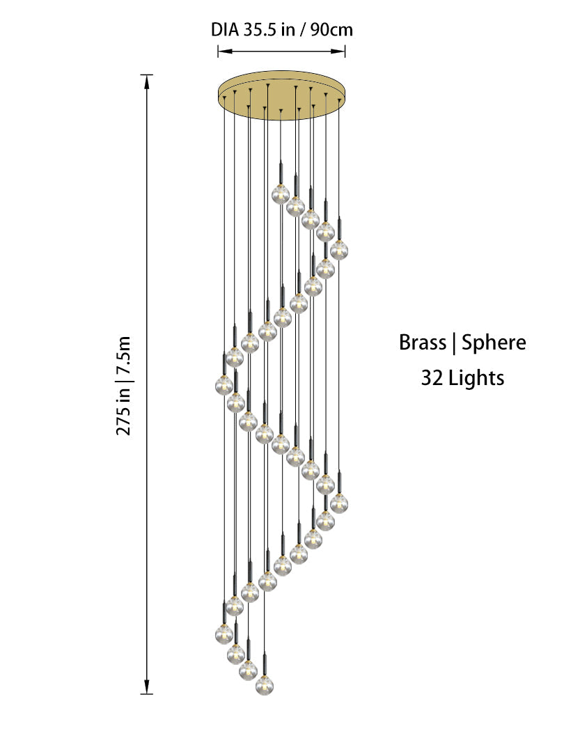 Modern Glass Bubble Chandelier Light For Spiral Staircase And Split-Level Home