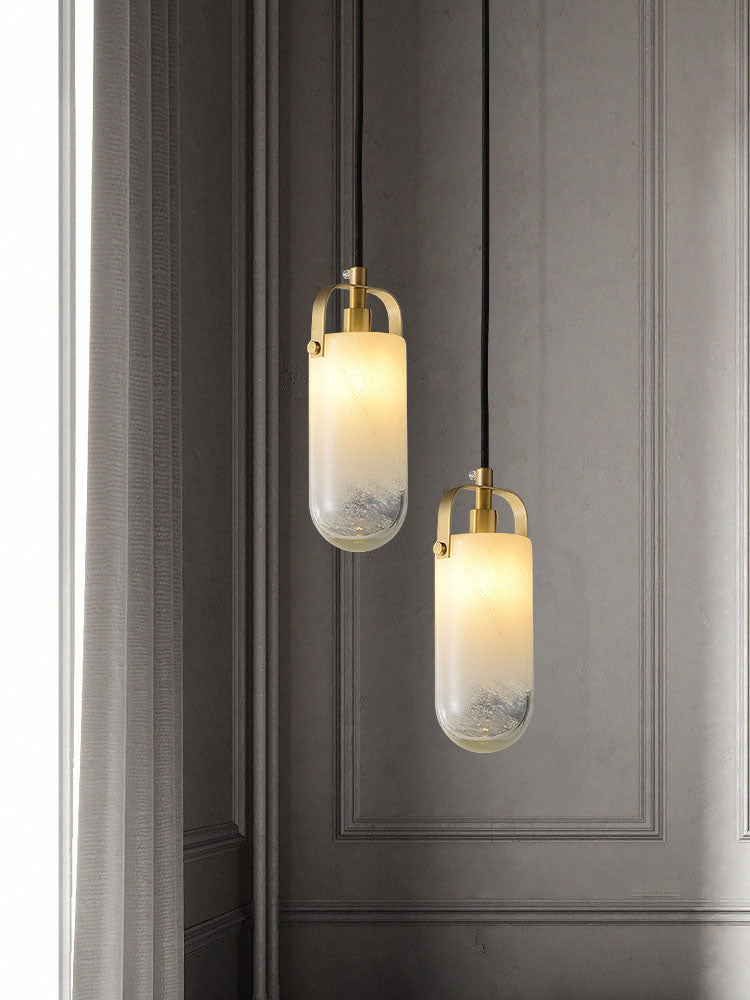 Modern Brass Cylinder Chandelier