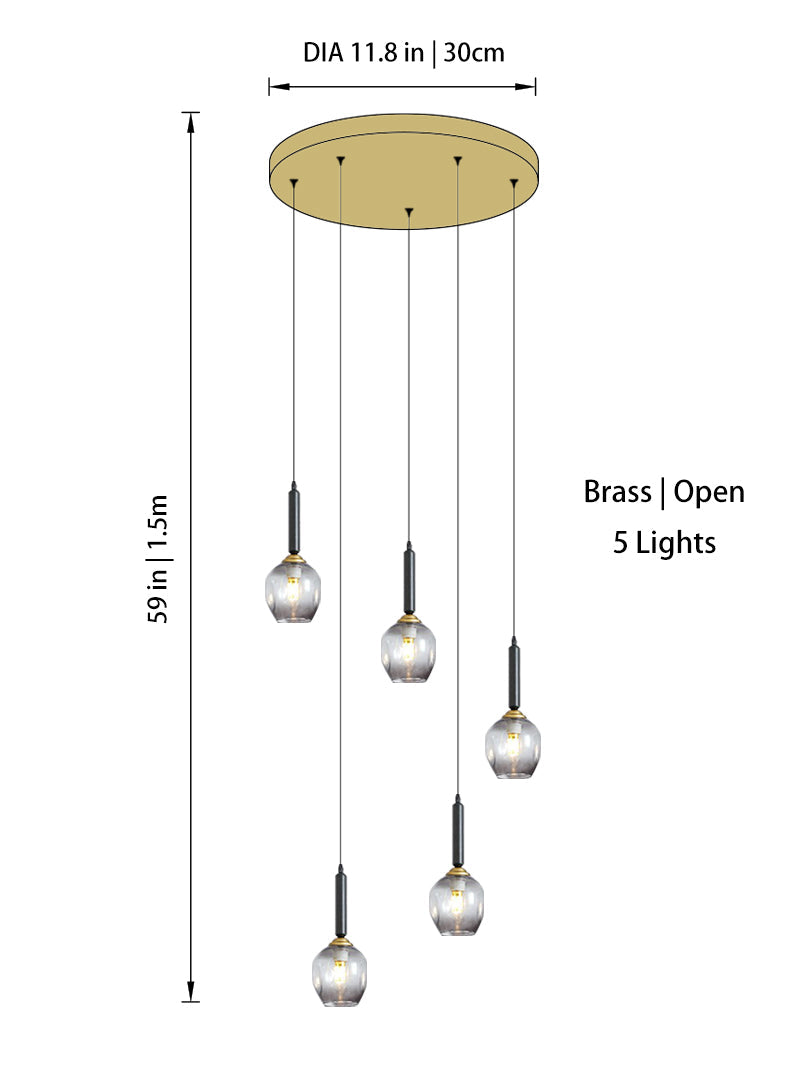 Modern Glass Bubble Chandelier Light For Spiral Staircase And Split-Level Home