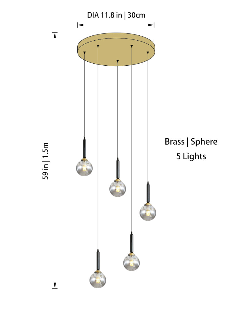 Modern Glass Bubble Chandelier Light For Spiral Staircase And Split-Level Home