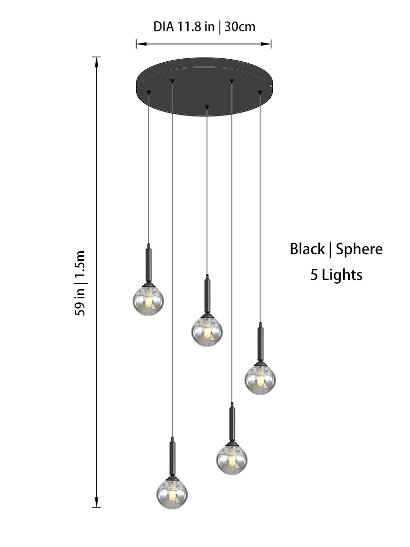 Modern Glass Bubble Chandelier Light For Spiral Staircase And Split-Level Home