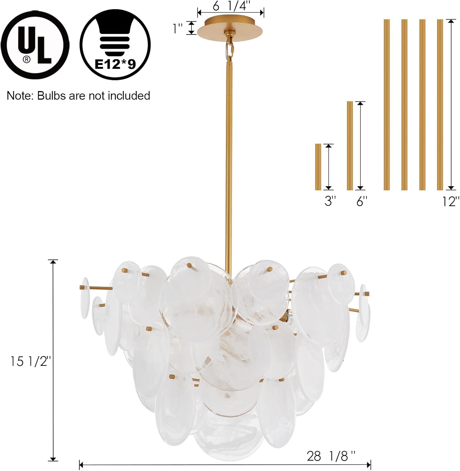 Dia 28 Inch, Modern Glass Chandeliers for Bedroom