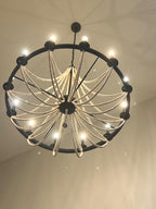 38", 12 Light Black Wagon Wheel Chandelier
