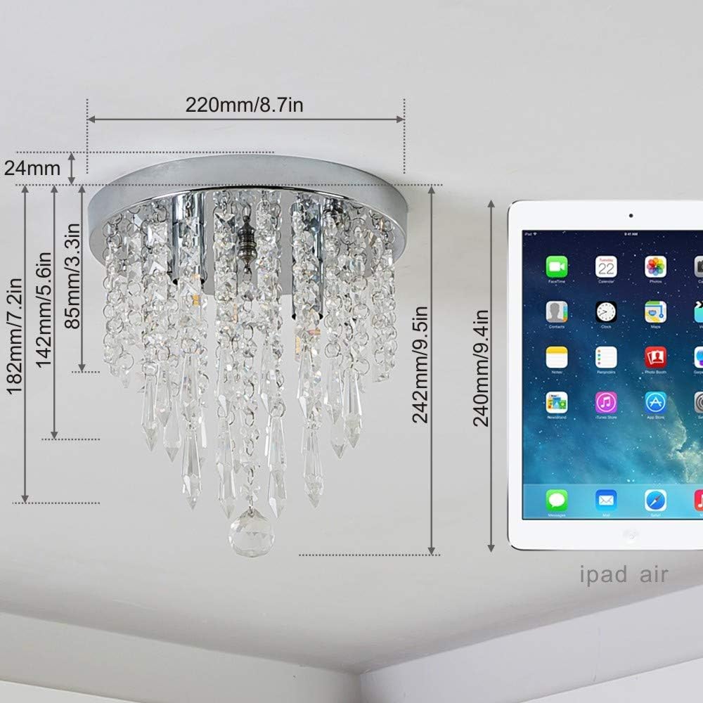 Mini Chandelier, Crystal Chandelier Lighting, 2 Lights, Flush Mount Ceiling Light, H10.4'' x W8.66''