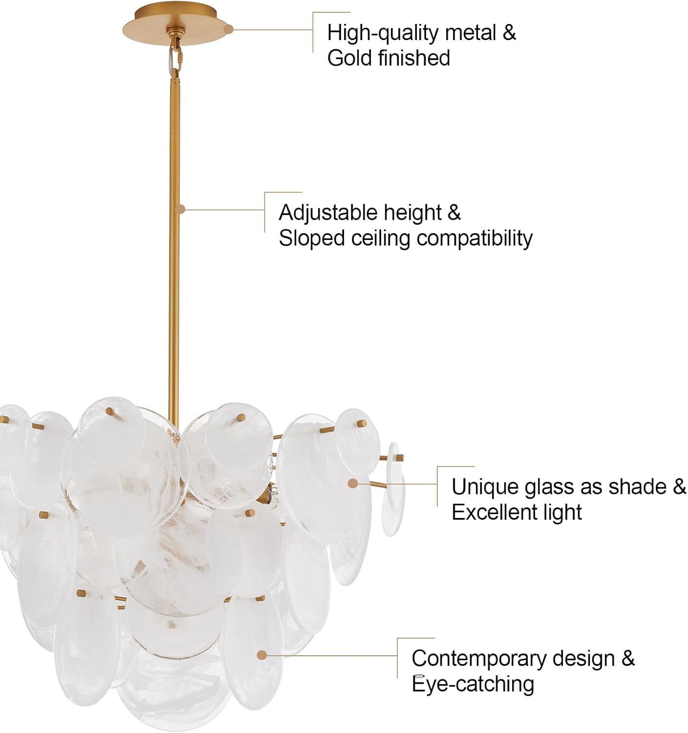 Dia 28 Inch, Modern Glass Chandeliers for Bedroom