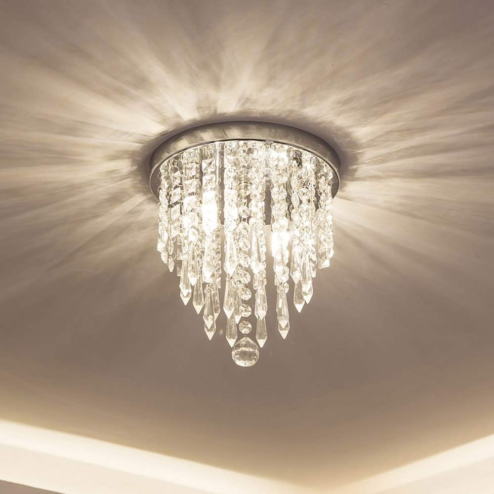 Mini Chandelier, Crystal Chandelier Lighting, 2 Lights, Flush Mount Ceiling Light, H10.4'' x W8.66''