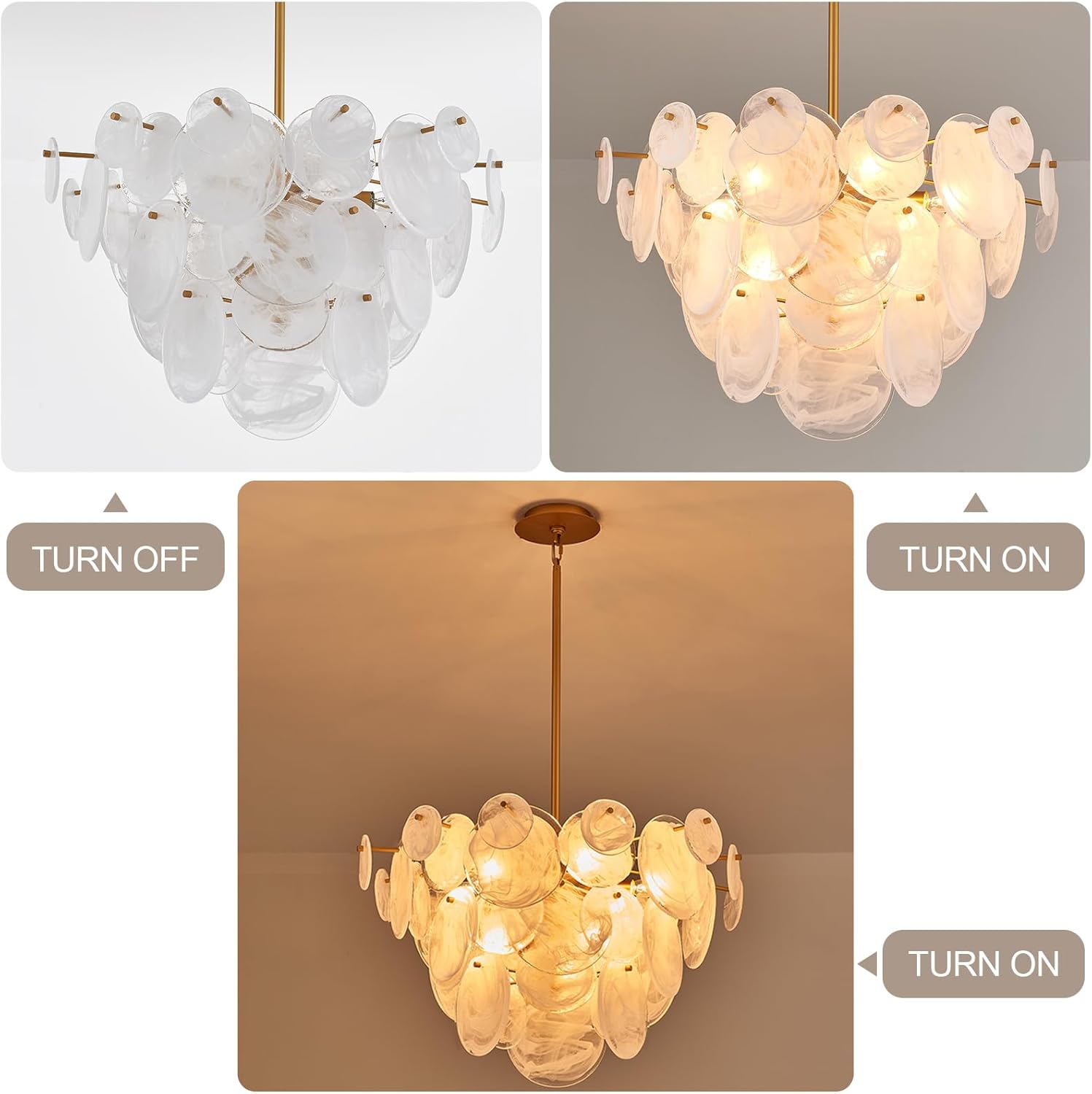 Dia 28 Inch, Modern Glass Chandeliers for Bedroom