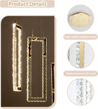 Modern Led Gold Chandelier Adjustable 6 Rings Crystal Chandelier for Living Room Foyer Stairwell Lighting High Ceiling Lamp Dimmable 2700K-6000K