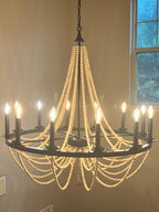 38", 12 Light Black Wagon Wheel Chandelier