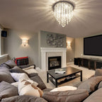 Mini Chandelier, Crystal Chandelier Lighting, 2 Lights, Flush Mount Ceiling Light, H10.4'' x W8.66''