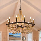 38", 12 Light Black Wagon Wheel Chandelier