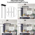 Farmhouse Dining Room Light Fixture - 5 Light Matte Black Rectangle Light