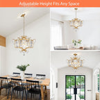 Affordable Retro Wrought Iron Glass Shade Pendant Chandelier for Dining Room/Bedroom