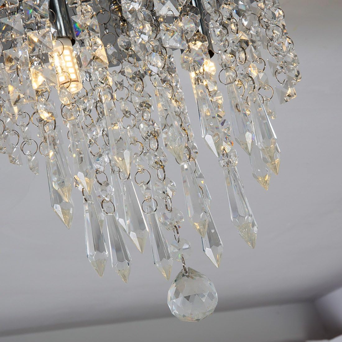 Mini Chandelier, Crystal Chandelier Lighting, 2 Lights, Flush Mount Ceiling Light, H10.4'' x W8.66''