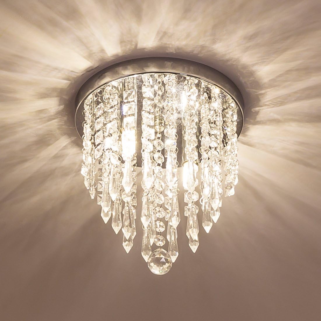 Mini Chandelier, Crystal Chandelier Lighting, 2 Lights, Flush Mount Ceiling Light, H10.4'' x W8.66''