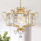 Affordable Retro Wrought Iron Glass Shade Pendant Chandelier for Dining Room/Bedroom