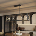 Farmhouse Dining Room Light Fixture - 5 Light Matte Black Rectangle Light