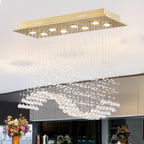 Siljoy Gold Rectangle Crystal Chandelier