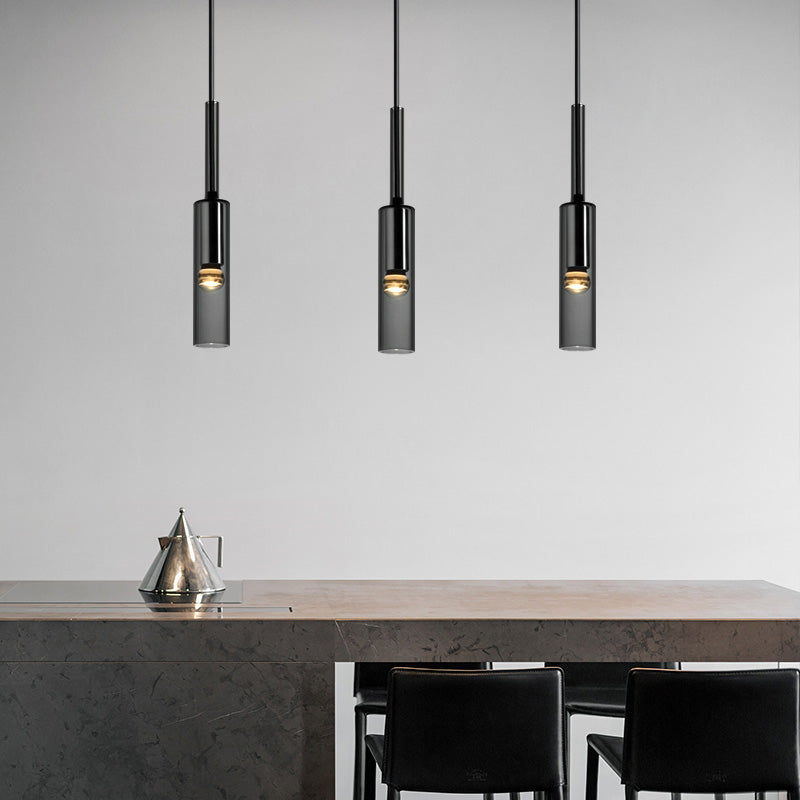 Flexible Black Glass Tube Chandelier For Dining Area