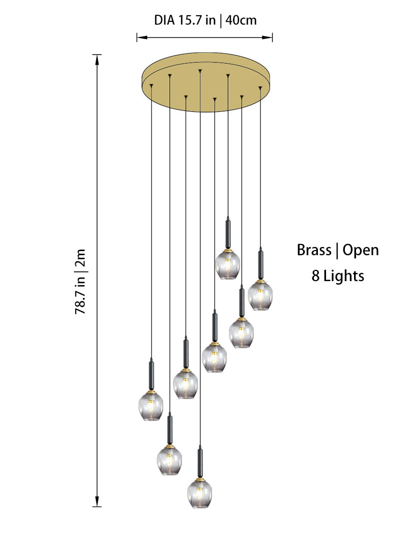 Modern Glass Bubble Chandelier Light For Spiral Staircase And Split-Level Home