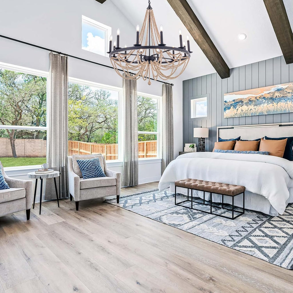 38", 12 Light Black Wagon Wheel Chandelier